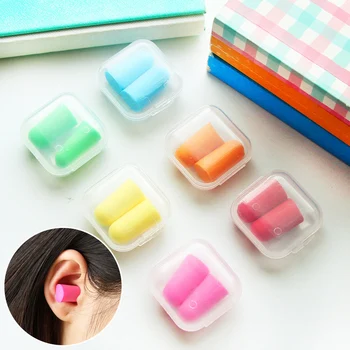 1 זוג לחלחל אטמי אוזניים ממתקים-צבע קצף רך לשימוש חוזר אטמי אזניים ישן Oordopjes Geluidsisolatie Gehoorbescherming