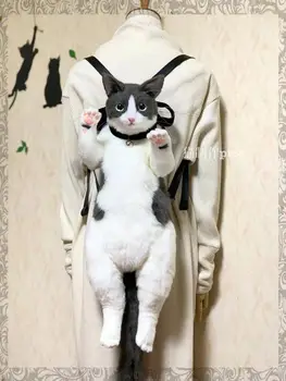 2023 חדש מדומה חיה חתול חמוד בובה תרמיל בסגנון יפני תרמיל קיבולת גדולה קטיפה אופנה בובה תרמיל לנשים
