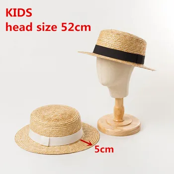 202305-שי שיק dropshipping קלאסי טבעי בעבודת יד קש 52cm גודל הראש ילד ילדה ילדים fedoras כובע ילדים פנמה ג ' אז כובע