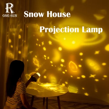 3 צבעים LED מנורת הלילה שלג הבית הקרנת אור עם מוסיקה נטענת 3 תבניות אווירה המנורה עיצוב הבית מתנה לחברים.