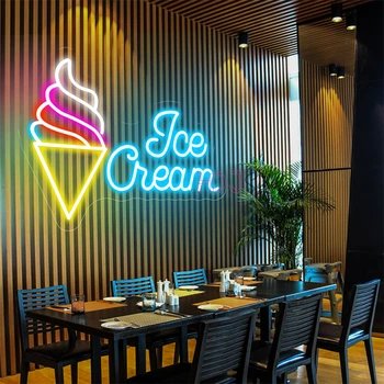40cm גלידה ניאון אורות מסעדה, קפה, חדר תפאורה הקיר תלויה ניאון שלט LED USB חנות שלט ניאון אורות מנורות LED