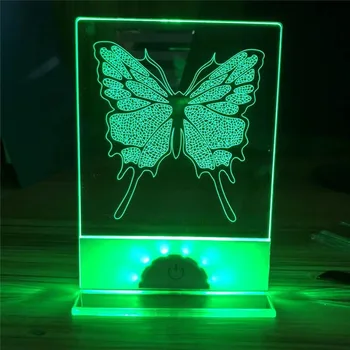 50Pcs Led ריק 3D אקריליק RGB לילה שולחן אור חוצות ההודעה כדי להציג מנורה עם בעל דוכן לקשט תאורה