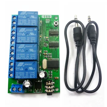 AD22B04 DC 12V 4 ערוץ ממסר MT8870 חיוג צלילי האות מפענח שליטה מרחוק ממסר מודול PLC בית חכם עם 3.5 מ 