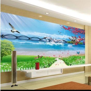beibehang 3d סטריאוסקופית ים המראות ציורי קיר אירופה הטלוויזיה רקע טפט בסלון bedroo מ ' ציורי הקיר תמונה טפט