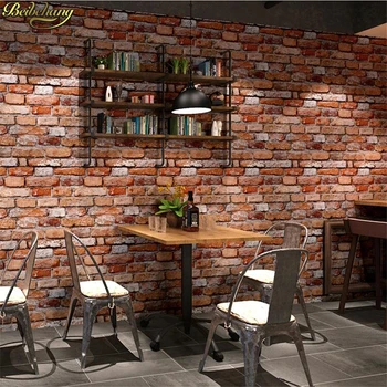 beibehang המסמכים דה parede רטרו נוסטלגי עתיק 3d אבן לבנה טפט בר קפה קיר מסמכי עיצוב הבית 3D רקעים