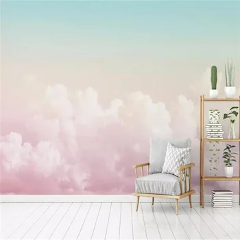 beibehang מותאם אישית 3D טפט תמונה ציורי קיר ורוד יפה שמיים ענן ספה רקע נייר קיר הסלון ציור דקורטיבי
