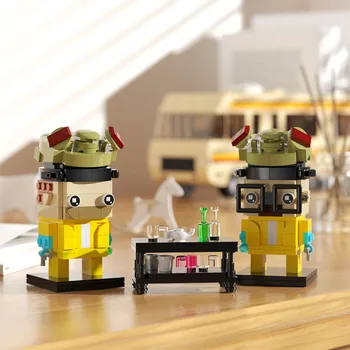 BuildMoc Breakings רע וולטר ווייט ג ' סי פינקמן להבין Brickheadz בניין להגדיר Moive דמות לבנה דגם צעצוע של ילד מתנה