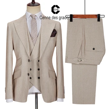 Cenne Des Graoom חדש חליפות גברים להגדיר בהתאמה אישית בגדי תחפושת Homme חליפות חתונה שמלה מזדמן מעיל מעיל אפוד מכנסיים טה-V