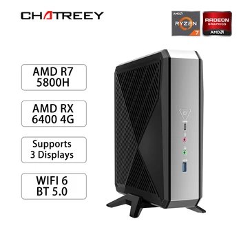 Chatreey AG1 Mini PC Gamer AMD Ryzen 7 5800H 8 ליבות עם RX 6400M 4G גרפיקה של Windows 10 לינוקס משחקי מחשב שולחני SSD