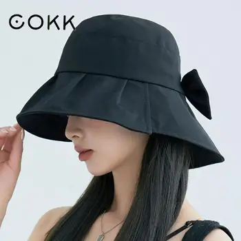 COKK דלי כובע נשים קיץ אביב מתקפל הגנה מפני השמש כובעים עבור נשים עם חרטום מוצק צבע מזדמנים Gorros כובעים חדשים חיצוני