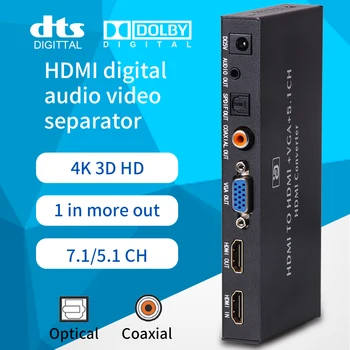 HDMI תואם-Audio Extractor VGA ממיר 5.1 CH Dolby DTS AC3 עם אופטי SPIDF קואקסיאליים 3.5 מ 