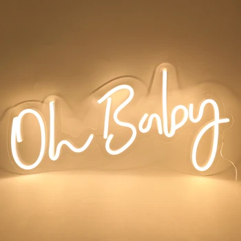 LED שלט ניאון לבן חם מותק 23.5X11.8in עבור להולדת התינוק קישוטי החתונה מין לחשוף&ההולדת הראשון טובות אורות ניאון