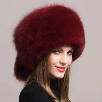 Ledp טבעי 100% פרוות שועל כובע נשים עבה חם יוקרה פרווה פרווה המחבל כובע ליידי החורף הרוסי כובעים שלג סקי קאפ לנשים