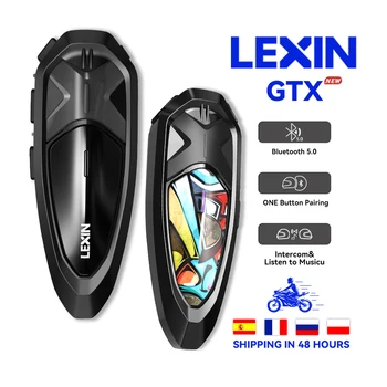 Lexin GTX אינטרקום אופנוע תקשורת Bluetooth אוזניות הקסדה ,זיווג עם כפתור אחד לדבר&להאזין למוסיקה בזמן