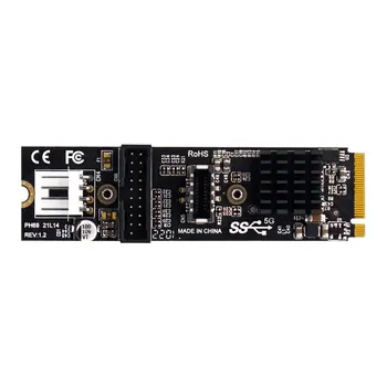 M-מפתח כרטיס אקספרס VL805 מתאם 5Gbps סוג E-USB 3.1 הלוח הקדמי שקע & USB 2.0 NVME NGFF על לוח האם