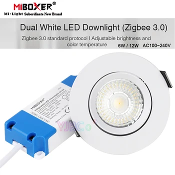 Miboxer Zigbee 3.0 כפול הלבן Downlight LED 6W/12W סיבוב אור תקרת 110V 220V פנל המנורה Zigbee מרחוק 3.0/אפליקציה/שליטה קולית
