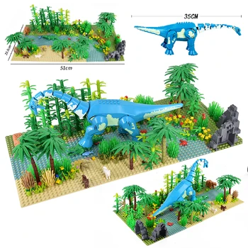 MOC יער הגשם הנהר גושי יערות הגשם הטרופיים חיה דינוזאורים Baseplates בניין לבנים העולם היורה דינו צעצועים