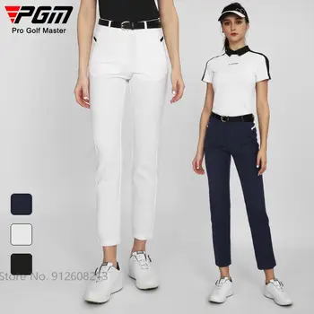 PGM בנות גולף ישר מכנסיים נשים אלסטיים נושמים גולף מכנסיים גבוהה המותניים קצוץ מכנסיים באורך קרסול טרנינג XS-XL