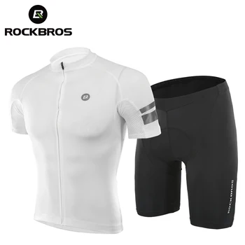 ROCKBROS הקיץ רכיבה על אופניים ג ' רזי קבע גברים נשים מכנסיים קצרים חולצה MTB אופני כביש לנשימה בגדי אופניים אופניים ציוד שחור