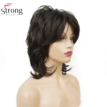 StrongBeauty נשים סינטטי פאה שחורה בינוני שיער מתולתל Ombre ערמוני/פאה בלונדינית טבעי פאות