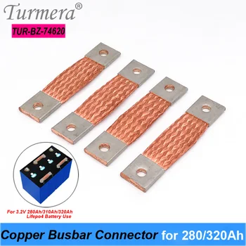 Turmera 4Pieces 12V Busbar סוללת Lifepo4 גמיש נחושת Connecter חור חור 74mm על 280Ah 310Ah 320Ah סוללת Lifepo4 להשתמש