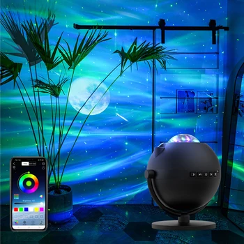Tuya אפליקציה LED כוכב אוקיינוס גלי מקרן לילה אור Galaxy כוכבים בשמיים ירח מקרן מנורת לילה Bluetooth עבור חדר השינה ילד מתנה