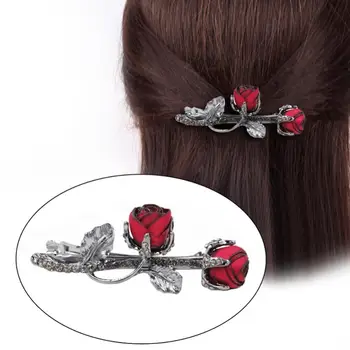 אופנה מתוק רוז פרח יהלומים מלאכותיים סגסוגת נשים קליפ שיער סיכת הראש הכובעים