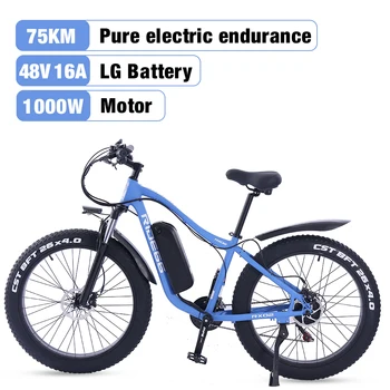אופניים חשמליים 1000W 48V 16A הר e אופניים שמן צמיג ebike מבוגרים Mens 26 אינץ 21Speed מסגרת אלומיניום RX02