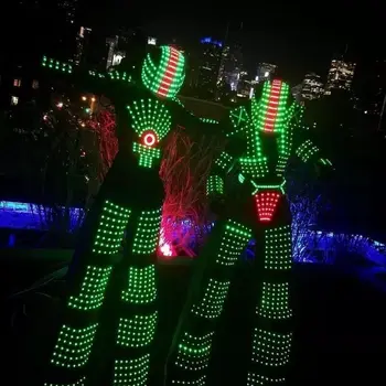 אור חליפות תכנות בקר סטים הקסדה LED רובוט הוביל את תחפושת ליל כל הקדושים cosplay מועדון לילה בגדים