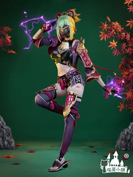 אנימה Genshin השפעה Kuki Shinobu נינג ' ה סקסית, בגדי הקרב שמלת מסיבת לשחק תפקיד Cosplay תלבושות ליל כל הקדושים נשים 2022New