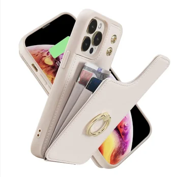 ארנק תיק תואם עם iPhone 13 Pro מקס עור עם מחזיק כרטיס 360°סיבוב טבעת רגלית RFID חסימת מגן