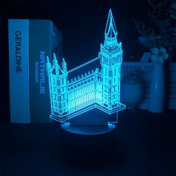 ביג בן על התמזה באנגליה 3D לילה אור על עיצוב חדר השינה חמודה יום הולדת צבעוני מתנה מנורת LED מנגה הילדה היפה מתנה