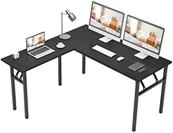 בצורת שולחן גדול בפינת השולחן שולחן מתקפל שולחן מחשב למשרד הביתי שולחן מחשב תחנת עבודה, טיק DND-ND11-TB