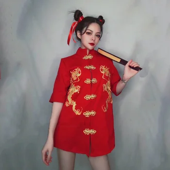 בר Ds הבמה בגדים מועדון לילה זמרת ג ' אז ריקוד תלבושות אדום סינית בסגנון היפ הופ ריקוד גוגו תלבושת DWY5182