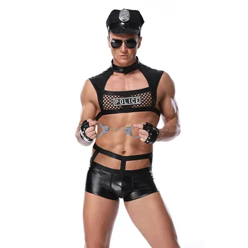 גברים סקסי תלבושות חם ארוטי סקסי קצין משטרה Cosplay תלבושות מפוארות שוטרים הלבשה תחתונה גברים ליל כל הקדושים שוטרת במדי משטרה Clubwear