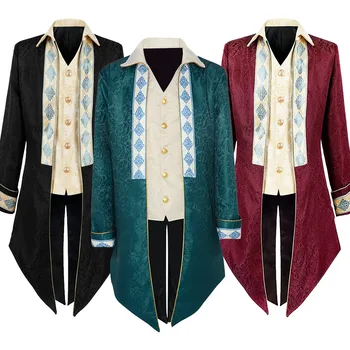הגברים של ימי הביניים ויקטוריאני ארל טוקסידו הרנסנס Steampunk שמלות ליל כל הקדושים גותי טוקסידו מסיבת קרנבל אציל הנסיך תחפושות