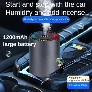 המכונית אדים נטענת אילם צבעוני אור מקיף USB נייד אוויר מכשיר אדים ניחוח מפזר שמן אתרי רכב