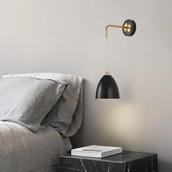 חדר השינה ליד המיטה מנורת קיר מינימליסטי מודרני מעצב בסלון ספה רקע מנורת קיר נורדי יצירתיים במעבר תליון מנורה