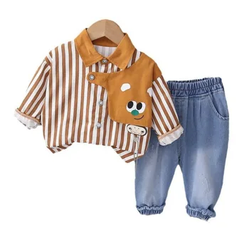 חדש האביב הסתיו בייבי בנים בגדים שיתאימו לילדים בגדי ילדים חולצה מכנסיים 2Pcs/מגדיר פעוט מזדמן תחפושת תינוק אימוניות.