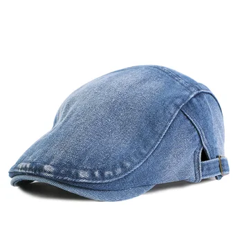 חדש האביב 'ינס כובע הברט עבור גברים יוניסקס כותנה, ג' ינס מוצק המוכרי עיתונים גברים שטף שטוח לשיא קאפ נשים צייר כובעי הברט.