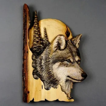 חיה גילוף במלאכת-יד. מתנה תלייה על קיר עיצוב בעבודת יד עץ מלאכה עבור טבע פראי המאהב קישוט בית