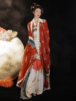 טאנג מערכת הבמה התחפושת המקורית Hanfu הנשי החזה באורך גדול שרוול החולצה רקום אביב, קיץ סגנון