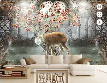 טפט תמונה 3d מותאם אישית ציור קיר בסגנון אירופאי מודרני חלום יער האיילים סלון עיצוב הבית טפט על קירות 3d השינה