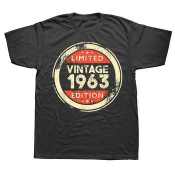 יום הולדת 60 בציר 1963 בן 60 מתנות Vintage חולצות קיץ גרפי אופנת רחוב שרוול קצר חולצה Mens הלבשה