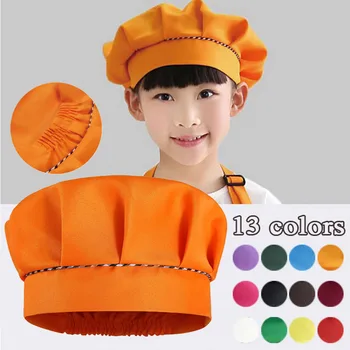 ילדים מבשלים אפייה Hatsd מוצק צבע היילוד כובע תינוק פרופ תינוק כובע קלאסי Dustproof צייר את הכובע של ילדים תחפושות שף 12color