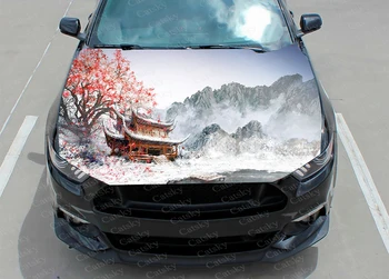 יפנית היד צייר את הנוף מכסה המנוע של מכונית מדבקה ויניל מדבקה גרפי אריזה מדבקה גרפי הוד מדבקות רכב מותאם אישית diy ההר
