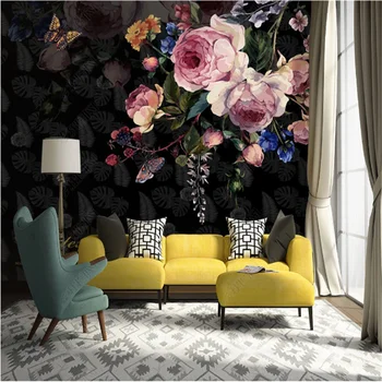 יצירתי האירופי ציור שמן קיר חדר השינה נייר ציור אפל רוז טפטים לסלון עיצוב הבית המסמכים דה parede 3d