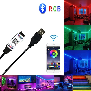 מיני RGB Bluetooth תואם-בקר DC 5V USB מוסיקה חכמה אפליקציה אור לשלוט על רצועת LED Led דקורטיבי, מנורות ניאון הרצועה