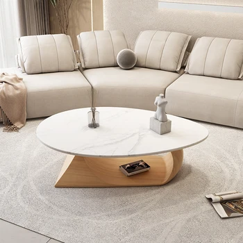 מינימליסטי שולחנות קפה בעיצוב מודרני עץ דקורטיבי אליפסה שולחן קפה בישיבה בסלון שולחן באס ריהוט הבית