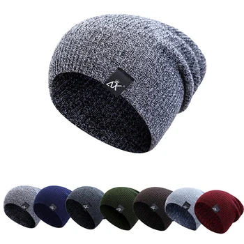 מסוגנן חיצונית סרוג כובע גברים אופנתי רב תפקודי ADK מכתב כובע צמר נשים סתיו/החורף של סיכת פסים שרוול כובע
